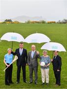 8 May 2018; In attendance during the announcement of the renewal of AIG's sponsorship deal with Dublin GAA, Dublin LGFA and Dubin Camogie, are, from left, Jenny Byrne, Dublin Camogie Chairperson, John Costello, Dublin GAA Chief Executive, Declan O'Rourke, General manager AIG Ireland, Mary O'Connor, Secretary,  Dublin LGFA, and Mick Seavers, Vice Chairman, Dubin GAA, at Beann Éadair GAA Club, in Balkill Rd, Howth, Dublin. Photo by Sam Barnes/Sportsfile