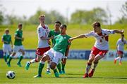 8 May 2018; Adam Idah of Republic of Ireland in action against Tobias Pajbjerg Anker of Denmark during the UEFA U17 Championship Final match between Republic of Ireland and Denmark at St Georges Park in Burton, England. Photo by Malcolm Couzens/Sportsfile