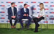 8 May 2018; Sky Sports today announced its GAA fixtures for the 2018 Championship from an event in Parnells GAA Club. A total of 20 live, and 14 exclusive, fixtures of Championship action will be available on Sky’s multi-platform offering. Exclusive coverage gets underway with a mouth-watering double-header on June 2nd when 2017 All Ireland Hurling Champions Galway take on Wexford and Cork take on old rivals Limerick in what are bound to be hotly contested fixtures. Kilkenny’s eight-time All-Ireland winner and three-time All Star, Michael Fennelly, will join a stellar line-up of GAA legends for Sky Sports' most exciting season of GAA coverage to date. This year will once again see insight and analysis across both codes from Tyrone hero Peter Canavan, former Mayo manager James Horan, former Donegal manager Jim McGuinness, former Dublin GAA star Senan Connell,  Clare’s two-time All-Ireland champion Jamesie O’Connor, Kilkenny’s nine-time All-Ireland winner JJ Delaney and four-time All-Star defender Ollie Canning. Lead commentary will come from Dave McIntyre and Mike Finnerty with co-commentary from Nicky English, new addition Mick Fennelly, Dick Clerkin and Paul Earley, and sideline reporting from Damian Lawlor. Speaking at the launch at Parnells GAA Club, Dublin are, from left, hurling analysts JJ Delaney and Jamesie O'Connor with presenter Rachel Wyse. Photo by Brendan Moran/Sportsfile