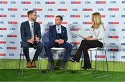 8 May 2018; Sky Sports today announced its GAA fixtures for the 2018 Championship from an event in Parnells GAA Club. A total of 20 live, and 14 exclusive, fixtures of Championship action will be available on Sky’s multi-platform offering. Exclusive coverage gets underway with a mouth-watering double-header on June 2nd when 2017 All Ireland Hurling Champions Galway take on Wexford and Cork take on old rivals Limerick in what are bound to be hotly contested fixtures. Kilkenny’s eight-time All-Ireland winner and three-time All Star, Michael Fennelly, will join a stellar line-up of GAA legends for Sky Sports' most exciting season of GAA coverage to date. This year will once again see insight and analysis across both codes from Tyrone hero Peter Canavan, former Mayo manager James Horan, former Donegal manager Jim McGuinness, former Dublin GAA star Senan Connell,  Clare’s two-time All-Ireland champion Jamesie O’Connor, Kilkenny’s nine-time All-Ireland winner JJ Delaney and four-time All-Star defender Ollie Canning. Lead commentary will come from Dave McIntyre and Mike Finnerty with co-commentary from Nicky English, new addition Mick Fennelly, Dick Clerkin and Paul Earley, and sideline reporting from Damian Lawlor. Speaking at the launch at Parnells GAA Club, Dublin are, from left, hurling analysts JJ Delaney and Jamesie O'Connor with presenter Rachel Wyse. Photo by Brendan Moran/Sportsfile