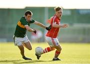 8 May 2018; Dan Murphy  of Kerry in action against Dara O'Sullivan of Cork during the Electric Ireland Munster GAA Football Minor Championship semi-final match between Kerry and Cork at Austin Stack Park, in Tralee, Kerry.  Photo by Eóin Noonan/Sportsfile