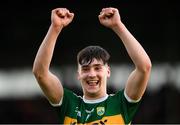 8 May 2018; Paul O'Shea of Kerry celebrates following his side's win in the Electric Ireland Munster GAA Football Minor Championship semi-final match between Kerry and Cork at Austin Stack Park, in Tralee, Kerry.  Photo by Eóin Noonan/Sportsfile