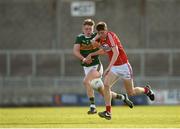8 May 2018; Niall Hartnett of Cork in action against Darragh Lyne of Kerry during the Electric Ireland Munster GAA Football Minor Championship semi-final match between Kerry and Cork at Austin Stack Park, in Tralee, Kerry.  Photo by Eóin Noonan/Sportsfile