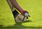 7 May 2018; A Limerick player places the ball in preperation for a sideline cut during the Bord Gáis Energy Munster GAA Hurling U21 Championship quarter-final match between Clare and Limerick at Cusack Park in Ennis, Clare.  Photo by Eóin Noonan/Sportsfile