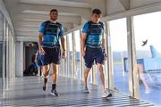 10 May 2018; Robbie Henshaw, left, and Garry Ringrose of Leinster on their arrival into Bilbao Airport ahead of the European Rugby Champions Cup Final on Saturday. Photo by Ramsey Cardy/Sportsfile