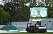 11 May 2018; A general view of the wicket under covers prior to play on day one of the International Cricket Test match between Ireland and Pakistan at Malahide, in Co. Dublin. Photo by Seb Daly/Sportsfile