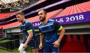 11 May 2018; Luke McGrath, left, and Jamison Gibson-Park ahead of the Leinster Rugby captains run at the San Mames Stadium, in Bilbao, Spain. Photo by Ramsey Cardy/Sportsfile