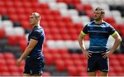 11 May 2018; Jordan Larmour, left, and Robbie Henshaw during the Leinster Rugby captains run at the San Mames Stadium, in Bilbao, Spain. Photo by Ramsey Cardy/Sportsfile