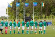 11 May 2018; Republic of Ireland players stand for Amhrán na bhFiann ahead of the UEFA U17 Championship Finals Group C match between Bosnia & Herzegovina and Republic of Ireland at St George's Park, in Burton-upon-Trent, England. Photo by Malcolm Couzens/Sportsfile