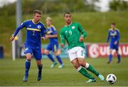 11 May 2018; Adam Idah of Republic of Ireland in action against Elvir Muminovic of Bosnia and Herzegovina during the UEFA U17 Championship Finals Group C match between Bosnia & Herzegovina and Republic of Ireland at St George's Park, in Burton-upon-Trent, England. Photo by Malcolm Couzens/Sportsfile