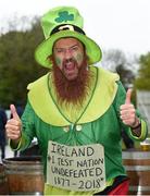 11 May 2018; Ireland supporter Adrian Raftery, from Galway, also known as 'Larry the Leprechaun', during day one of the International Cricket Test match between Ireland and Pakistan at Malahide, in Co. Dublin. Photo by Seb Daly/Sportsfile