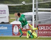 11 May 2018;  Adam Idah of Republic of Ireland hits the bar during the UEFA U17 Championship Finals Group C match between Bosnia & Herzegovina and Republic of Ireland at St George's Park, in Burton-upon-Trent, England. Photo by Malcolm Couzens/Sportsfile