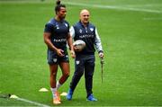 11 May 2018; Forwards coach Laurent Travers with Teddy Thomas, left, during the Racing 92 captain's run at San Mames Stadium, in Bilbao, Spain. Photo by Brendan Moran/Sportsfile