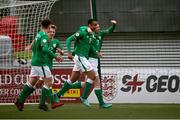 11 May 2018; Adam Idah, 9, of Republic of Ireland celebrates with team mates scoring his side's second goal during the UEFA U17 Championship Finals Group C match between Bosnia & Herzegovina and Republic of Ireland at St George's Park, in Burton-upon-Trent, England. Photo by Malcolm Couzens/Sportsfile