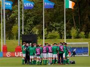 11 May 2018; Republic of Ireland players form a huddle following the UEFA U17 Championship Finals Group C match between Bosnia & Herzegovina and Republic of Ireland at St George's Park, in Burton-upon-Trent, England. Photo by Malcolm Couzens/Sportsfile