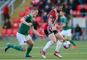 11 May 2018; Rory Patterson of Derry City in action against Sean McLoughlin of Cork City during the SSE Airtricity League Premier Division match between Derry City and Cork City at Brandywell Stadium, in Derry. Photo by Oliver McVeigh/Sportsfile