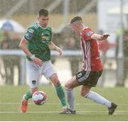 11 May 2018; Graham Cummins of Cork City in action against Eoin Toal of Derry City during the SSE Airtricity League Premier Division match between Derry City and Cork City at Brandywell Stadium, in Derry. Photo by Oliver McVeigh/Sportsfile