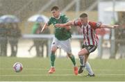 11 May 2018; Graham Cummins of Cork City in action against Eoin Toal of Derry City during the SSE Airtricity League Premier Division match between Derry City and Cork City at Brandywell Stadium, in Derry.  Photo by Oliver McVeigh/Sportsfile