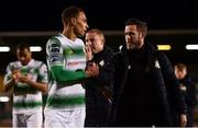 11 May 2018; Graham Burke of Shamrock Rovers embraces Shamrock Rovers manager Stephen Bradley after the SSE Airtricity League Premier Division match between Shamrock Rovers and Waterford at Tallaght Stadium, in Dublin. Photo by Harry Murphy/Sportsfile