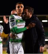 11 May 2018; Graham Burke of Shamrock Rovers embraces Shamrock Rovers manager Stephen Bradley after the SSE Airtricity League Premier Division match between Shamrock Rovers and Waterford at Tallaght Stadium, in Dublin. Photo by Harry Murphy/Sportsfile