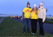 12 May 2018;Conor Kenny, left, Michaela Nuding and Ciara Kenny pictured at the annual Darkness Into Light fundraising event in Dublin’s Phoenix Park with Pieta House and Electric Ireland. They joined 200,000 people in a global movement walking over one million kilometers in a march against suicide, self-harm and the stigma associated with mental health. For more information visit www.pieta.ie #DIL2018. Photo by Harry Murphy/Sportsfile