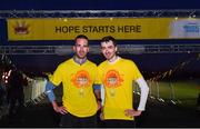 12 May 2018; Dean Conway and Paul Hunt pictured at the annual Darkness Into Light fundraising event in Dublin’s Phoenix Park with Pieta House and Electric Ireland. They joined 200,000 people in a global movement walking over one million kilometers in a march against suicide, self-harm and the stigma associated with mental health. For more information visit www.pieta.ie #DIL2018. Photo by Harry Murphy/Sportsfile