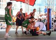 12 May 2018; Katie Fox of Marble City Hawks, Thomastown, in action against Erin Bracken of Liffey Celtics, Leixlip, during #HulaHoops3x3 Ireland’s first outdoor 3x3 Basketball championship brought to you by Hula Hoops and Basketball Ireland at Dundrum Town Centre in Dundrum, Dublin. Photo by Piaras Ó Mídheach/Sportsfile