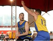 12 May 2018; Neil Baynes of UCD Marian in action against Martins Provizors of DCU during #HulaHoops3x3 Ireland’s first outdoor 3x3 Basketball championship brought to you by Hula Hoops and Basketball Ireland at Dundrum Town Centre in Dundrum, Dublin. Photo by Piaras Ó Mídheach/Sportsfile
