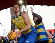 12 May 2018; Martins Provizors of DCU in action against Mike Garrow of UCD Marian during #HulaHoops3x3 Ireland’s first outdoor 3x3 Basketball championship brought to you by Hula Hoops and Basketball Ireland at Dundrum Town Centre in Dundrum, Dublin. Photo by Piaras Ó Mídheach/Sportsfile