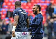 12 May 2018; Isa Nacewa of Leinster, right, with Joe Rokocoko of Racing 92 prior to the European Rugby Champions Cup Final match between Leinster and Racing 92 at the San Mames Stadium in Bilbao, Spain. Photo by Brendan Moran/Sportsfile