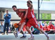 12 May 2018; Luis Filiberto Garcia Hoyos of Killester, Dublin, in action against Neil Randolph of Templeogue BC, Dublin, during #HulaHoops3x3 Ireland’s first outdoor 3x3 Basketball championship brought to you by Hula Hoops and Basketball Ireland at Dundrum Town Centre in Dundrum, Dublin. Photo by Piaras Ó Mídheach/Sportsfile