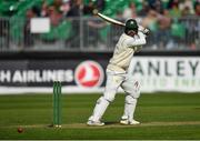 12 May 2018; Faheem Ashraf of Pakistan plays a shot, off a delivery from Tyrone Kane, during day two of the International Cricket Test match between Ireland and Pakistan at Malahide, in Co. Dublin. Photo by Seb Daly/Sportsfile