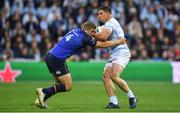 12 May 2018; Camille Chat of Racing 92 is tackled by Jordan Larmour of Leinster during the European Rugby Champions Cup Final match between Leinster and Racing 92 at the San Mames Stadium in Bilbao, Spain. Photo by Brendan Moran/Sportsfile