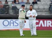 12 May 2018; Ireland captain William Porterfield, left, and Paul Stirling during day two of the International Cricket Test match between Ireland and Pakistan at Malahide, in Co. Dublin. Photo by Seb Daly/Sportsfile