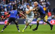 12 May 2018; Wenceslas Lauret of Racing 92 is tackled by Devin Toner of Leinster during the European Rugby Champions Cup Final match between Leinster and Racing 92 at the San Mames Stadium in Bilbao, Spain. Photo by Brendan Moran/Sportsfile