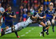 12 May 2018; Jamison Gibson-Park of Leinster is tackled by Yannick Nyanga of Racing 92 during the European Rugby Champions Cup Final match between Leinster and Racing 92 at the San Mames Stadium in Bilbao, Spain. Photo by Ramsey Cardy/Sportsfile