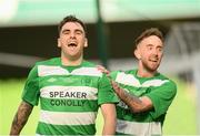 12 May 2018; Carl Forsyth, left, of Firhouse Clover celebrates after scoring his side's first goal  during the FAI New Balance Intermediate Cup Final match between Firhouse Clover and Maynooth University Town at the Aviva Stadium in Dublin. Photo by Eóin Noonan/Sportsfile