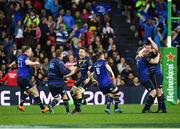 12 May 2018; Leinster players celebrate after the European Rugby Champions Cup Final match between Leinster and Racing 92 at the San Mames Stadium in Bilbao, Spain. Photo by Ramsey Cardy/Sportsfile