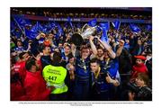 12 May 2018; Dan Leavy and Luke McGrath of Leinster lift the cup after the European Rugby Champions Cup Final match between Leinster and Racing 92 at the San Mames Stadium in Bilbao, Spain. Photo by Ramsey Cardy/Sportsfile
