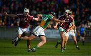 12 May 2018; Joe Bergin of Offaly in action against Daithí Burke and Gearóid McInerney of Galway during the Leinster GAA Hurling Senior Championship First Round match between Offaly and Galway at Bord na Mona O'Connor Park in Tullamore, Offaly. Photo by Ray McManus/Sportsfile