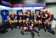 12 May 2018; Leinster players celebrate with the cup in the dressing room after the European Rugby Champions Cup Final match between Leinster and Racing 92 at the San Mames Stadium in Bilbao, Spain. Photo by Ramsey Cardy/Sportsfile