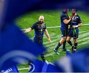 12 May 2018; Leinster players, from left, Scott Fardy, Jordi Murphy and Jamison Gibson-Park celebrate following the European Rugby Champions Cup Final match between Leinster and Racing 92 at San Mames Stadium in Bilbao, Spain. Photo by Stephen McCarthy/Sportsfile