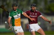 12 May 2018; Dan Currams of Offaly in action against Aidan Harte of Galway during the Leinster GAA Hurling Senior Championship First Round match between Offaly and Galway at Bord na Mona O'Connor Park in Tullamore, Offaly. Photo by Ray McManus/Sportsfile
