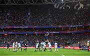 12 May 2018; Dan Leavy of Leinster takes possession in a lineout during the European Rugby Champions Cup Final match between Leinster and Racing 92 at San Mames Stadium in Bilbao, Spain. Photo by Stephen McCarthy/Sportsfile