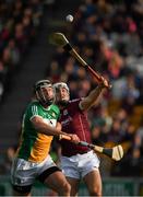 12 May 2018; Joe Bergin of Offaly in action against Daithi Burke of Galway during the Leinster GAA Hurling Senior Championship First Round match between Offaly and Galway at Bord na Mona O'Connor Park in Tullamore, Offaly. Photo by Ray McManus/Sportsfile