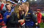 12 May 2018; James Tracy of Leinster celebrates with his girlfriend Aisling Doyle after the European Rugby Champions Cup Final match between Leinster and Racing 92 at the San Mames Stadium in Bilbao, Spain. Photo by Brendan Moran/Sportsfile