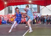 12 May 2018; Grainne Dwyer of Ambassador UCC Glanmire, Cork, in action against Bronagh Power Cassidy of DCU Mercy during #HulaHoops3x3 Ireland’s first outdoor 3x3 Basketball championship brought to you by Hula Hoops and Basketball Ireland at Dundrum Town Centre in Dundrum, Dublin. Photo by Piaras Ó Mídheach/Sportsfile