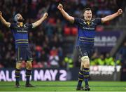 12 May 2018; James Ryan of Leinster, right and Scott Fardy celebrate at the final whistle of the European Rugby Champions Cup Final match between Leinster and Racing 92 at the San Mames Stadium in Bilbao, Spain. Photo by Brendan Moran/Sportsfile