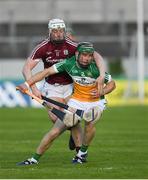 12 May 2018; Tom Spain of Offaly in action against Joe Canning of Galway during the Leinster GAA Hurling Senior Championship First Round match between Offaly and Galway at Bord na Mona O'Connor Park in Tullamore, Offaly. Photo by Ray McManus/Sportsfile