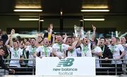 12 May 2018; Jake Corrigan of Maynooth University Town lifting the cup after the FAI New Balance Intermediate Cup Final match between Firhouse Clover and Maynooth University Town at the Aviva Stadium in Dublin. Photo by Eóin Noonan/Sportsfile